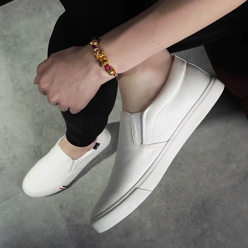 Men Casual Shoes Canvas Luxury 2021 Mens Loafers Breathable Slip on FlatsMale Vulcanized Shoes White Driving Shoes Plus Size 47