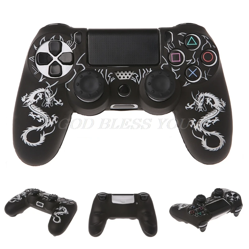 Chinesische Drachen Silikon Gamepad Abdeckung Fall + 2 Joystick Caps Für PS4 Controller Drop Verschiffen