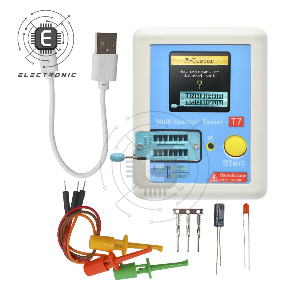 TCR-T7 Transistor Tester ESR Diode Triode Capacitance MOS/PNP/NPN LCR ESR TFT LCD Screen Tester Multimeter T7