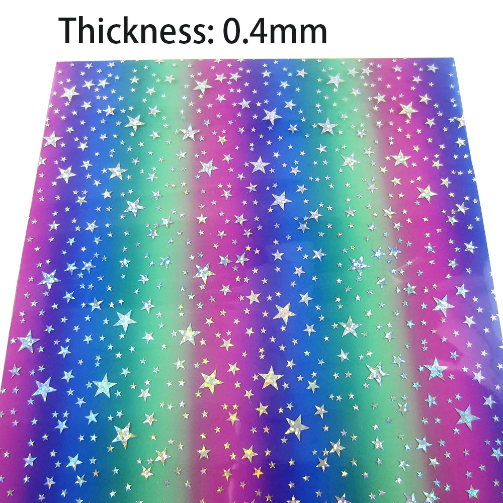 30X134cm Roll Rainbow Stars TPU Transparent Clear Vinyl Fabric Faux Leather For Hahdbages Sewing Project Craft DIY BH430