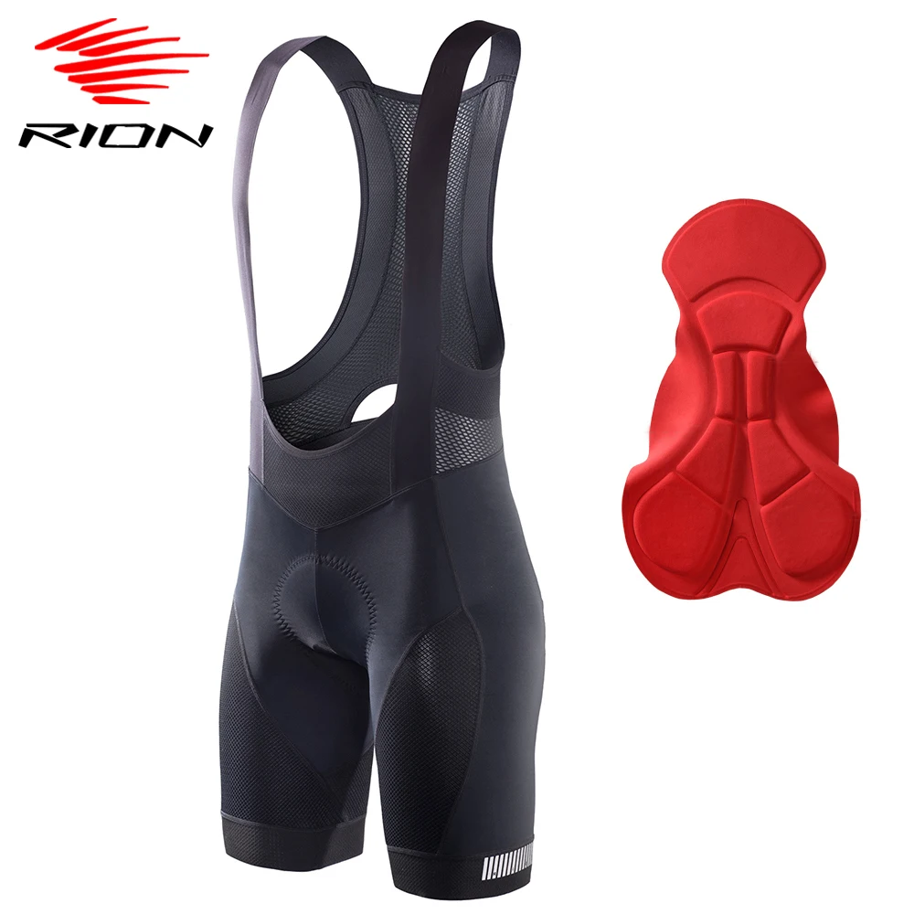 RION Men\'s Cycling Bib Shorts Mountain Bike MTB Tights Biker Bibs Padded Bicycle Clothes 5 Hours Motorcycle Medium Distance Pro