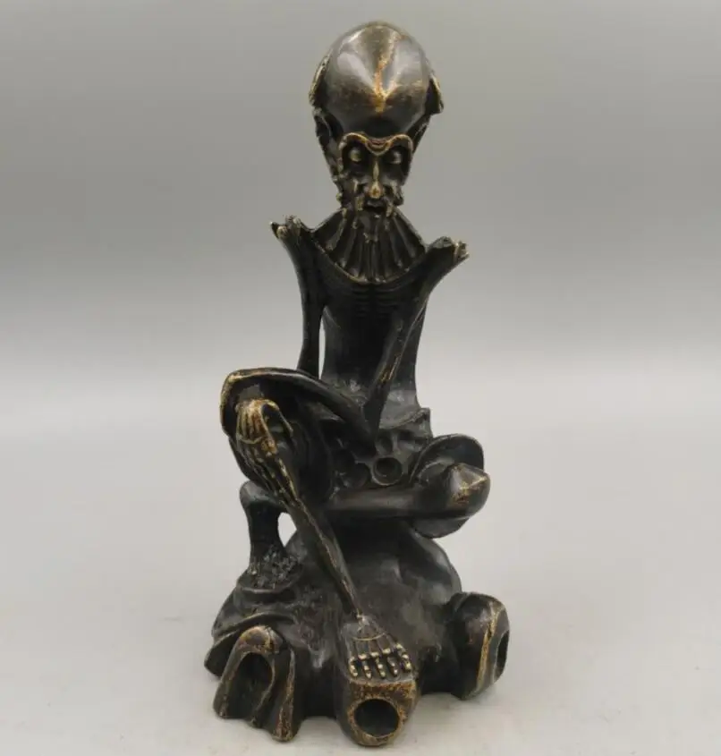 

China brass Skeleton Dharma Patriarch crafts statue