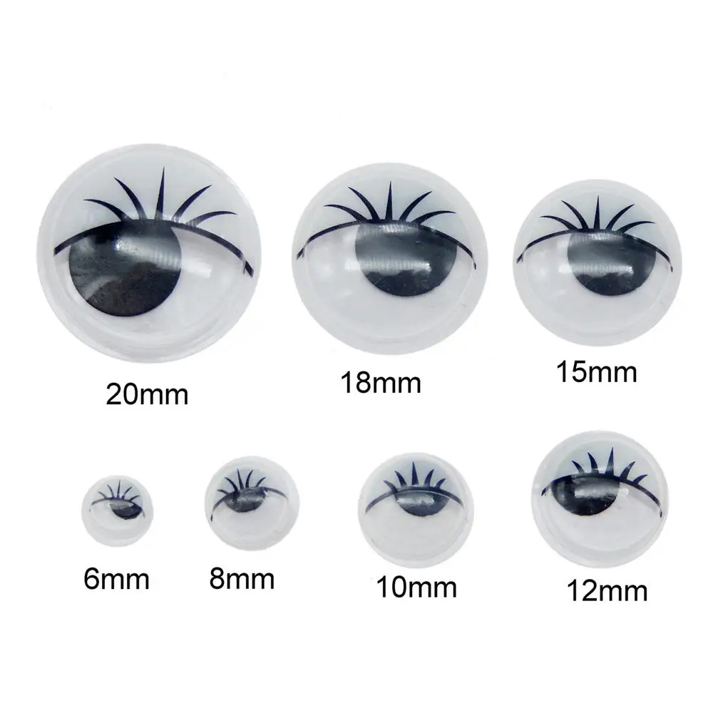 70pcs Moving Eyelash Eyeball Plastic Eyes Eyewinker Cabochons Mix Scrapbook with Adhesive Sticker Children Doll Toy DIY Findings