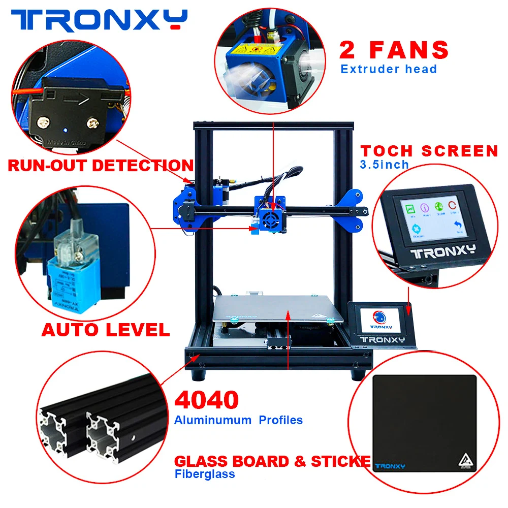 TRONXY XY-2 Pro 3d Printer Plus Size Filament Power 3D Drucker FuRun out Detector Continuation Print Power 3D Drucker Full Metal