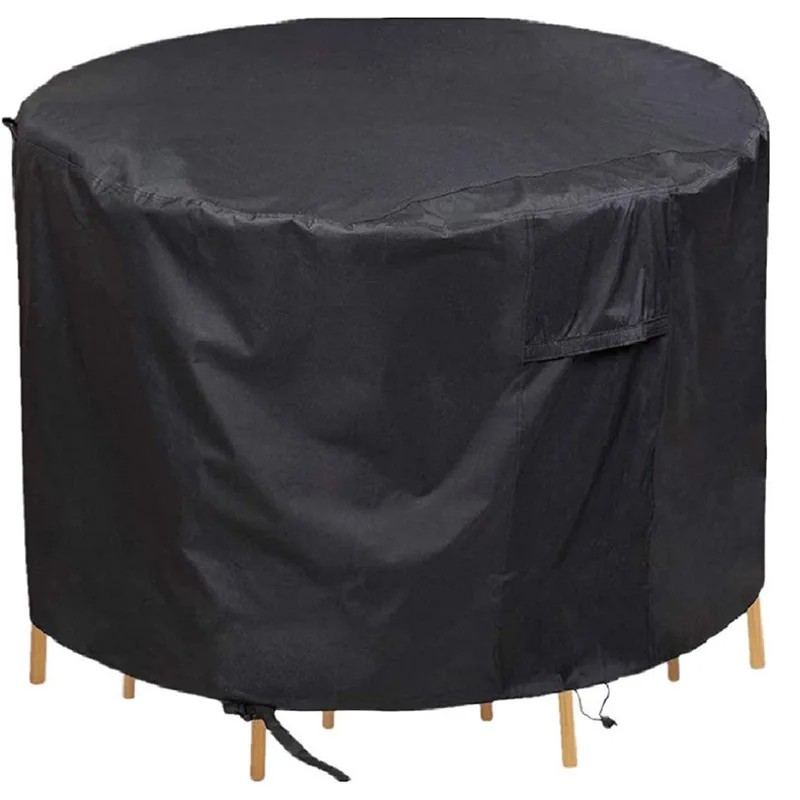 Round Furniture Cover Dustproof And Waterproof Cover Outdoor Garden Round Table Cover Protective Cover 210D Oxford Cloth