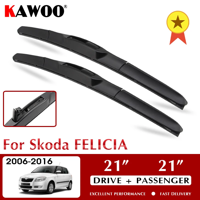 

KAWOO Wiper Car Wiper Blades For Skoda FELICIA 2006-2016 Windshield Windscreen Front Window Accessories 21"+21" LHD RHD