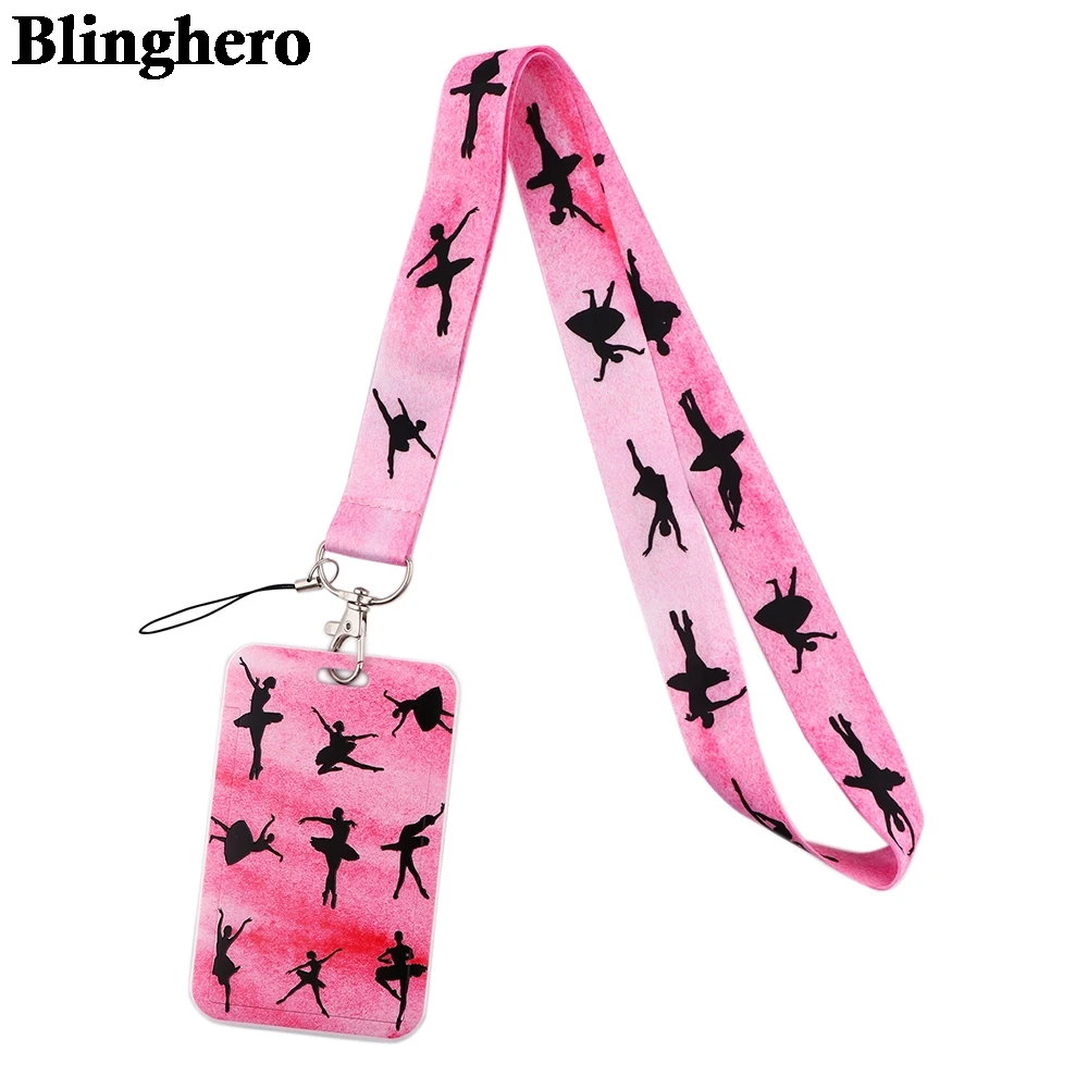 CB515 Ballet Pink Lanyard Keychain Multi-function Neck Straps for Keys Cell Phone Badge Holder Gift for Ballet Dancer