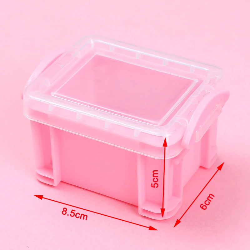 Portable Mini Jewelry Storage Box Small Pink Plastic Case 8.5*6*5cm for Necklace Earring Hair Clip Rope Containers Organizer