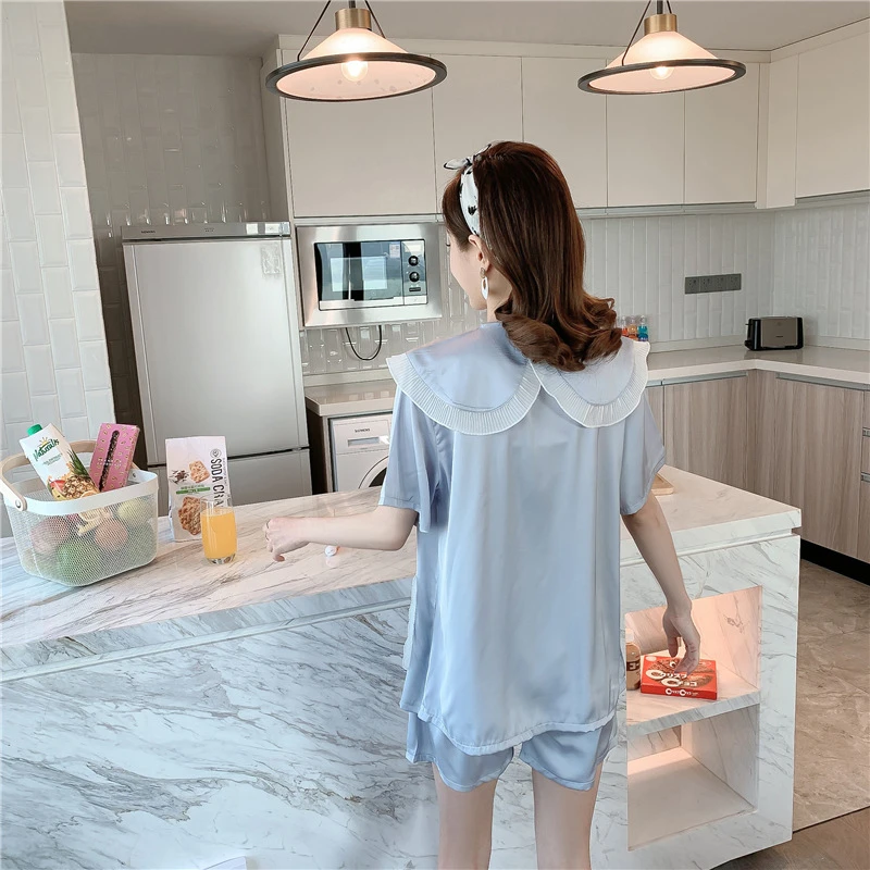 2022 Explosion Models Pajamas Women Summer Thin Short-sleeved Lapel Sweet Suit Home Service Loose Luxury Brand Simple Pijamas