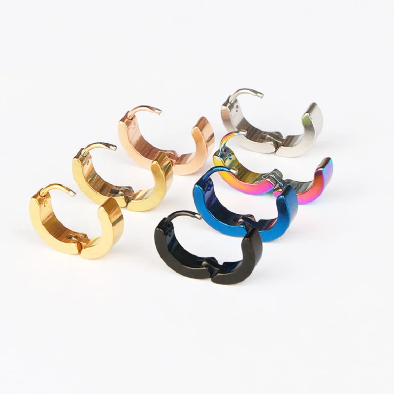 1 Pair Men Women Punk Stainless Steel Ear Circle Earring Simple Ear Buckle Gothic Fashion Jewelry Hot Selling Pop Jewelry