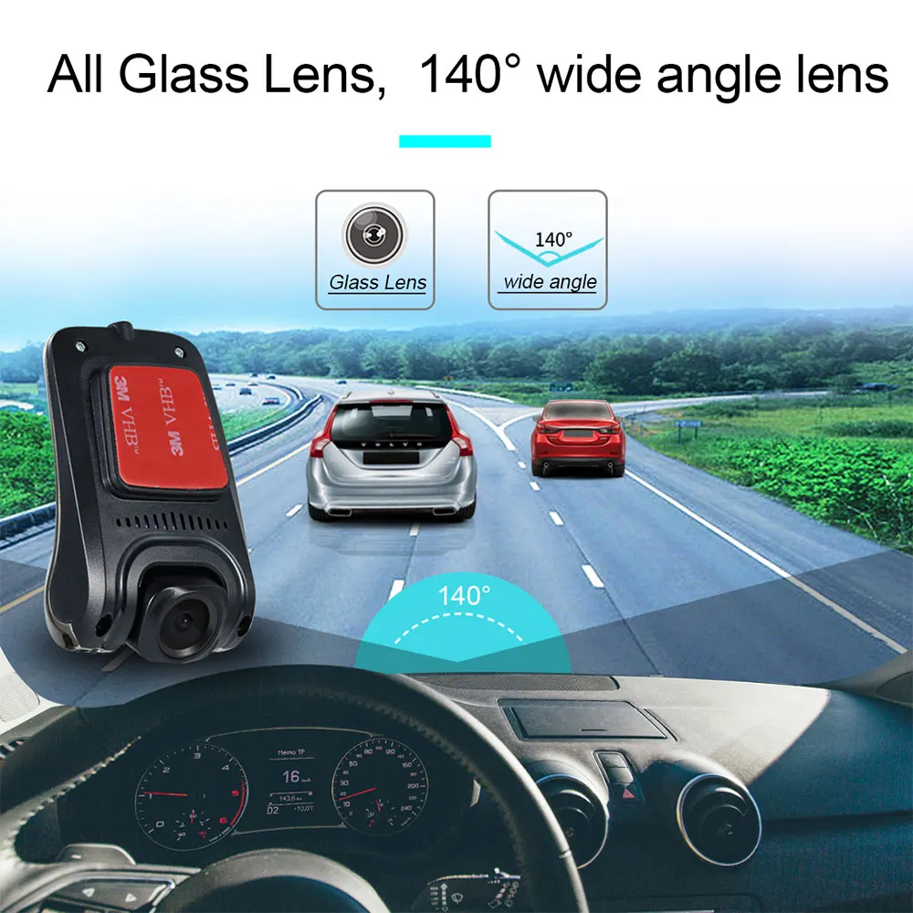 USB Car DVR For Android Car Radio Player HD 720P 140 Degree Wide Angle Car Front Camera Video Recorder Dash Camera With ADAS