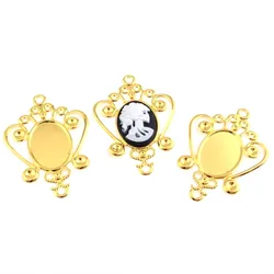 MIAOCHI 10Pcs Gold Plated Filigree Cabochon Setting Wraps Connectors Crafts Decoration DIY Embellishments 57*41mm