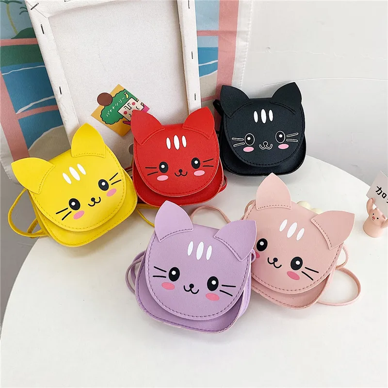 Cartoon Cute Cat Children's Mini Shoulder Bags Baby Girls Fashion Accessory Coin Purse Handbags Boys Kids Small Crossbody Bag