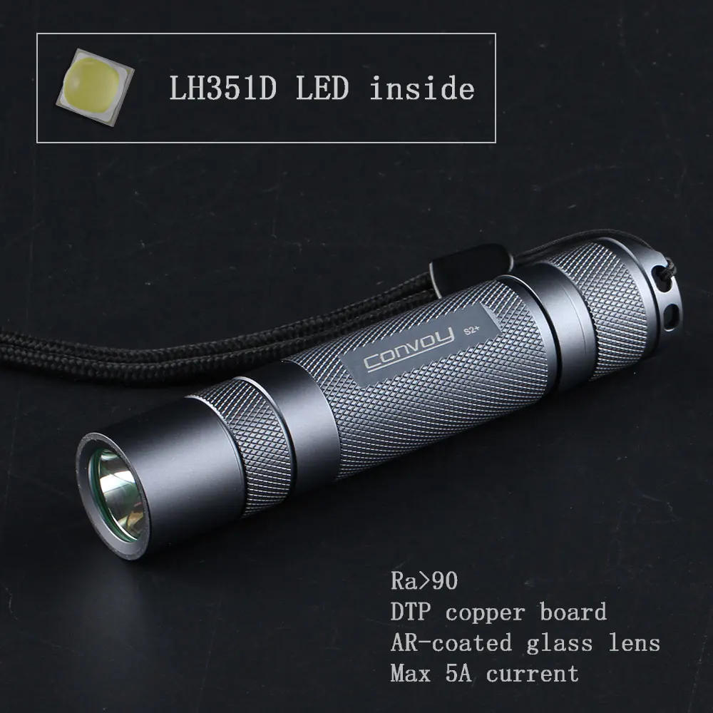 

Фонарик Convoy S2 + с Samsung LH351D, светодиодный фонарик 18650, фонарик высокой мощности для кемпинга, рыбалки, лампа для работы
