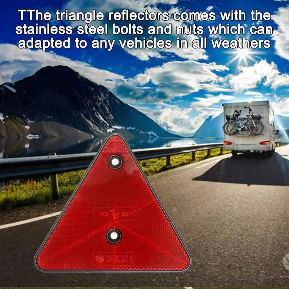 1pcs Triangle Reflector Red Reflective Triangular Safety Warning Reflectors for Trailer RV Camper Truck Tractor