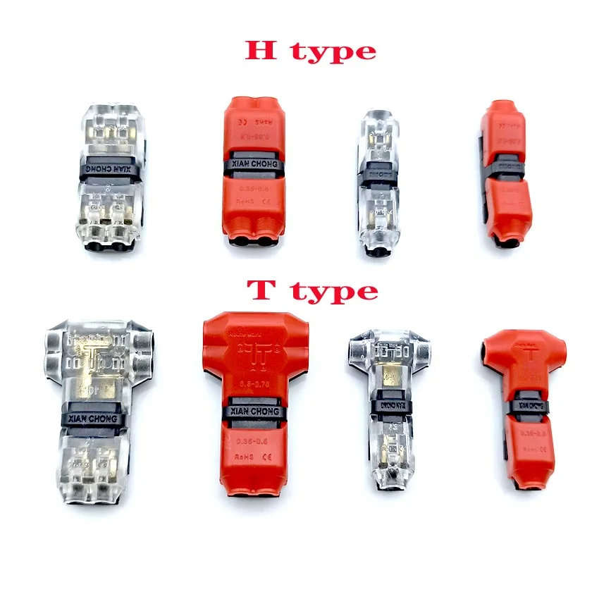 I H T type 1Pin 2Pin DC/AC 300V 10A Wire Connector 18-22AWG no welding scotch lock Quick Connector cable clamp Terminal Block