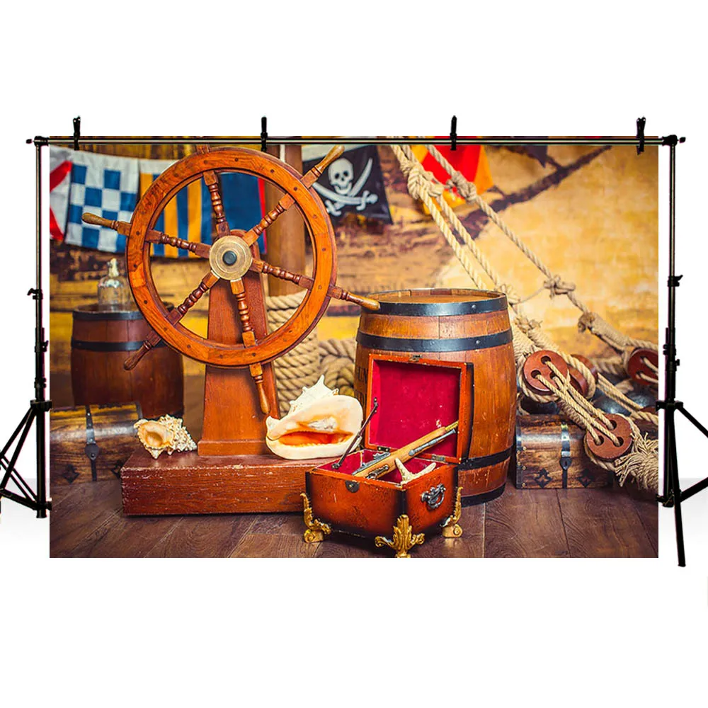 Mehofond Bé Trai Hải Tặc Sinh Nhật Nền Chụp Ảnh Kho Báu Phiêu Lưu Gỗ Sàn Tàu Phông Nền Chụp Ảnh Phòng Thu Photophone Chống Đỡ