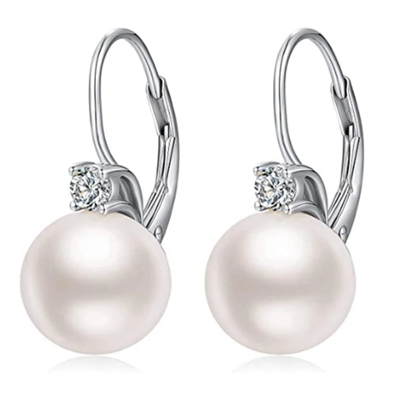 Fine Jewelry Pure 100% 925 Sterling Silver Earrings Luxury Pearl Earring For Women Anniversary Wedding Silver 925 Jewelry