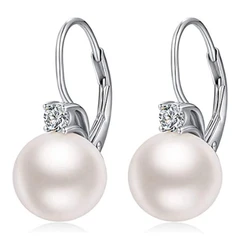 Fine Jewelry Pure 100% 925 Sterling Silver Earrings Luxury Pearl Earring For Women Anniversary Wedding Silver 925 Jewelry