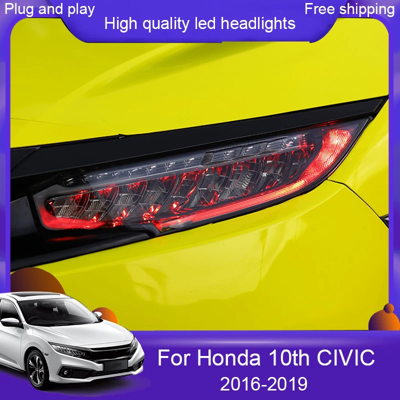 Car styling Head lamp Assembly for Honda Civic 10th LED headlight 2016-2019 CIVIC LED Headlight with Dynamic turn signal