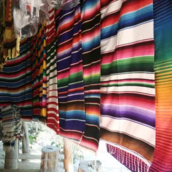 Manta Serape mexicana de viaje a rayas, mantas de playa de arcoíris, esterilla con borla para camas, Picnic al aire libre, funda de sofá, forro polar de algodón