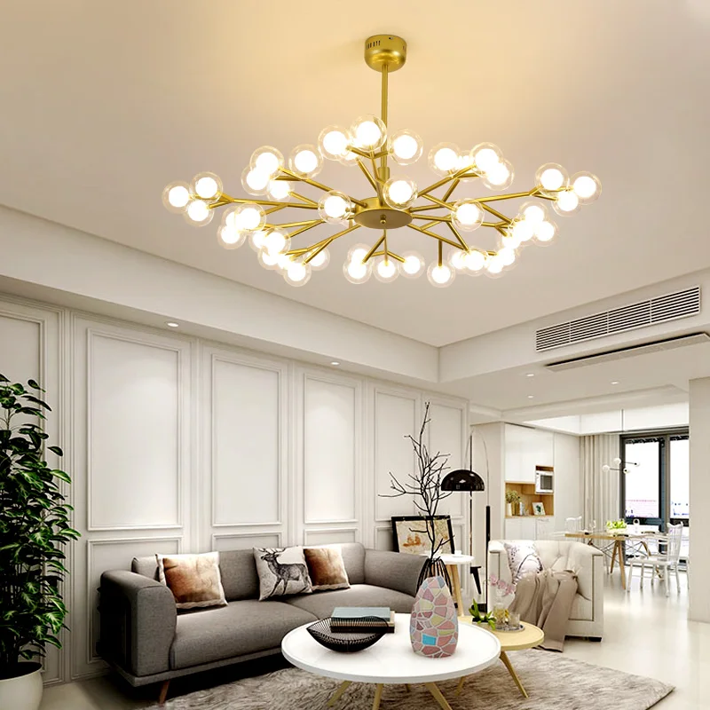 

Nordic molecular chandelier G4 bulb ball chandelier For Living Room restaurant Black/Gold Bedroom flush mount light
