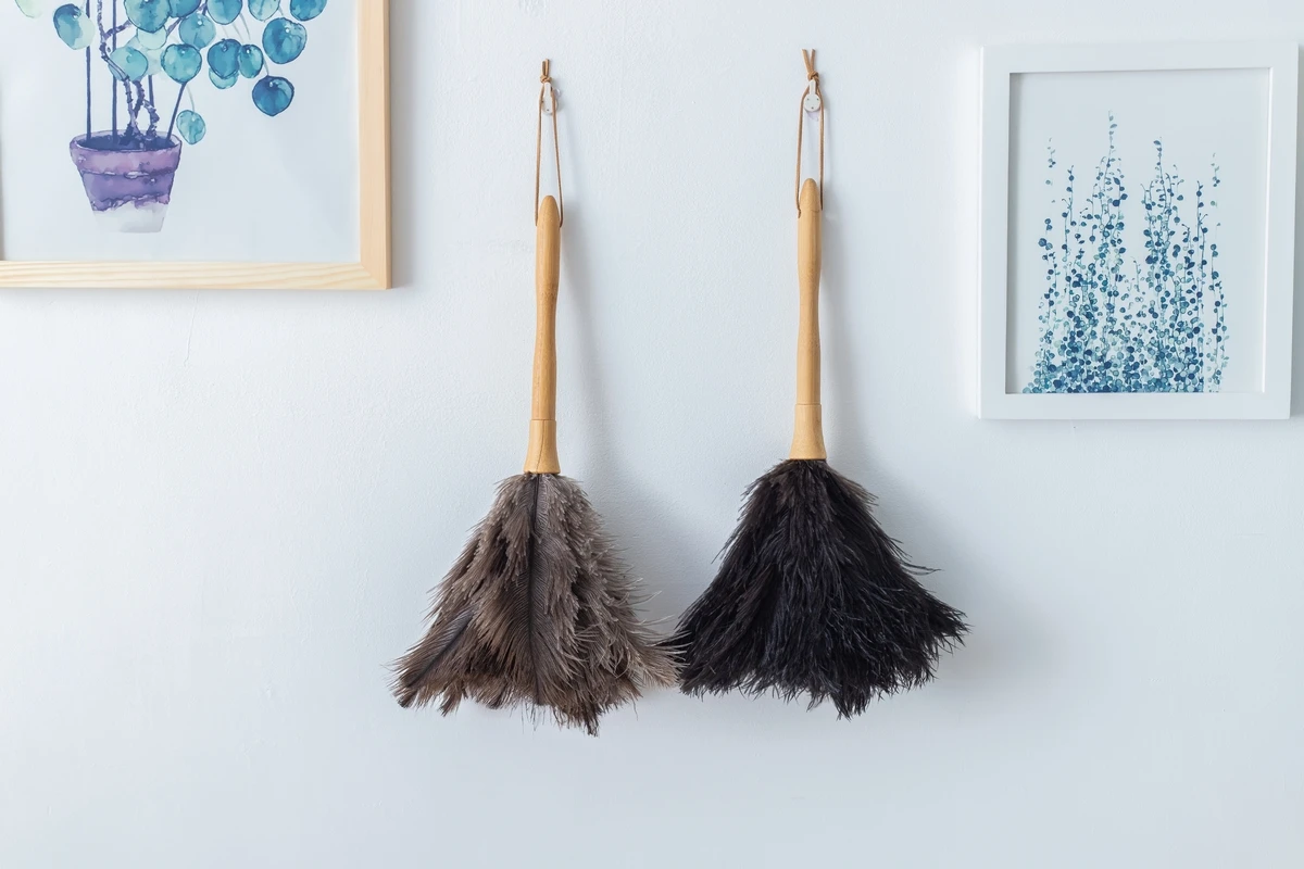 China Feather duster Factory supply Suprem quality 16 inches ostrich feather dusters with wood handle