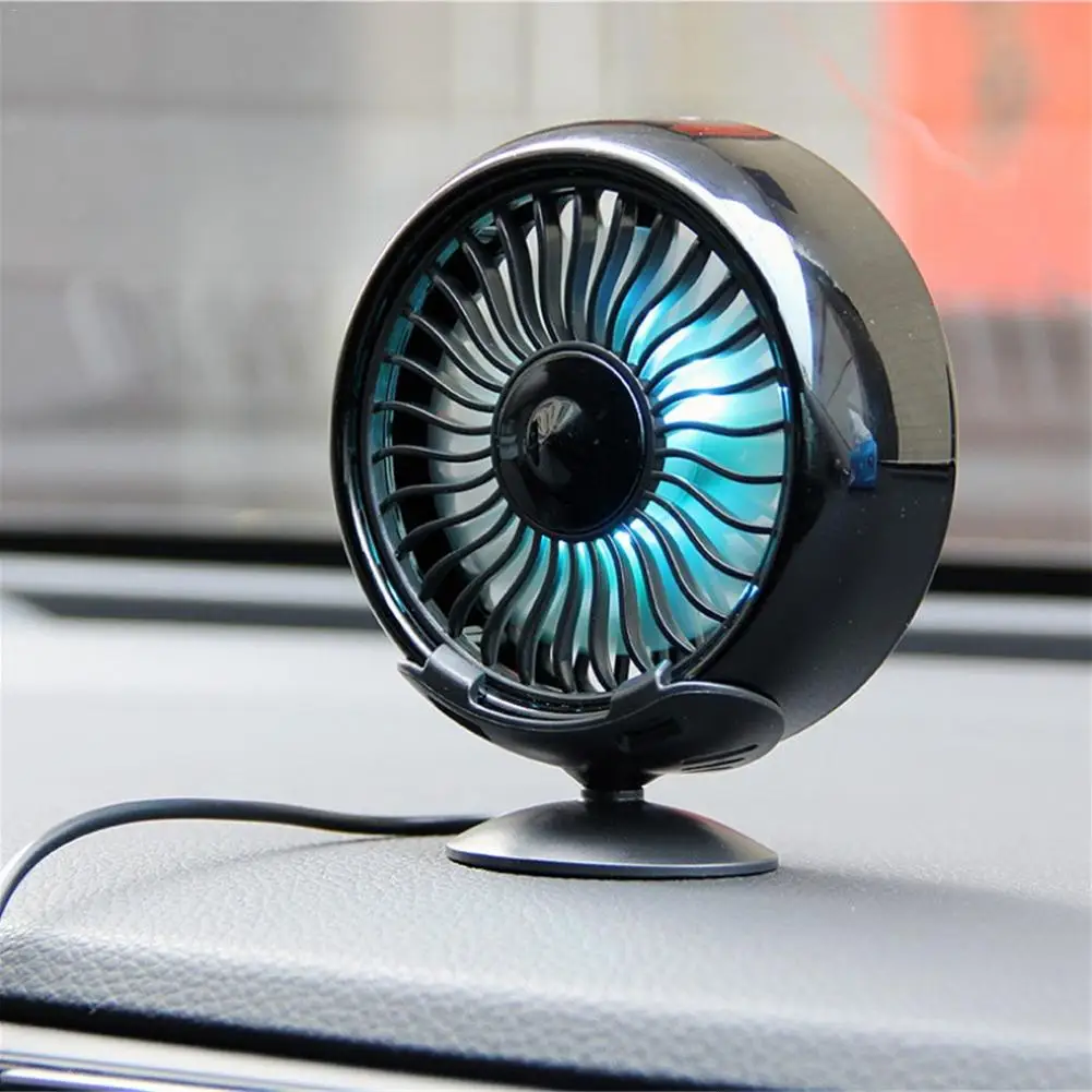 5W 3 Speed Adjustment USB Car Dashboard Cooling Fan Air Outlet/Base Colorful Gradient Light Dashboard Multi-functional Fan Quiet