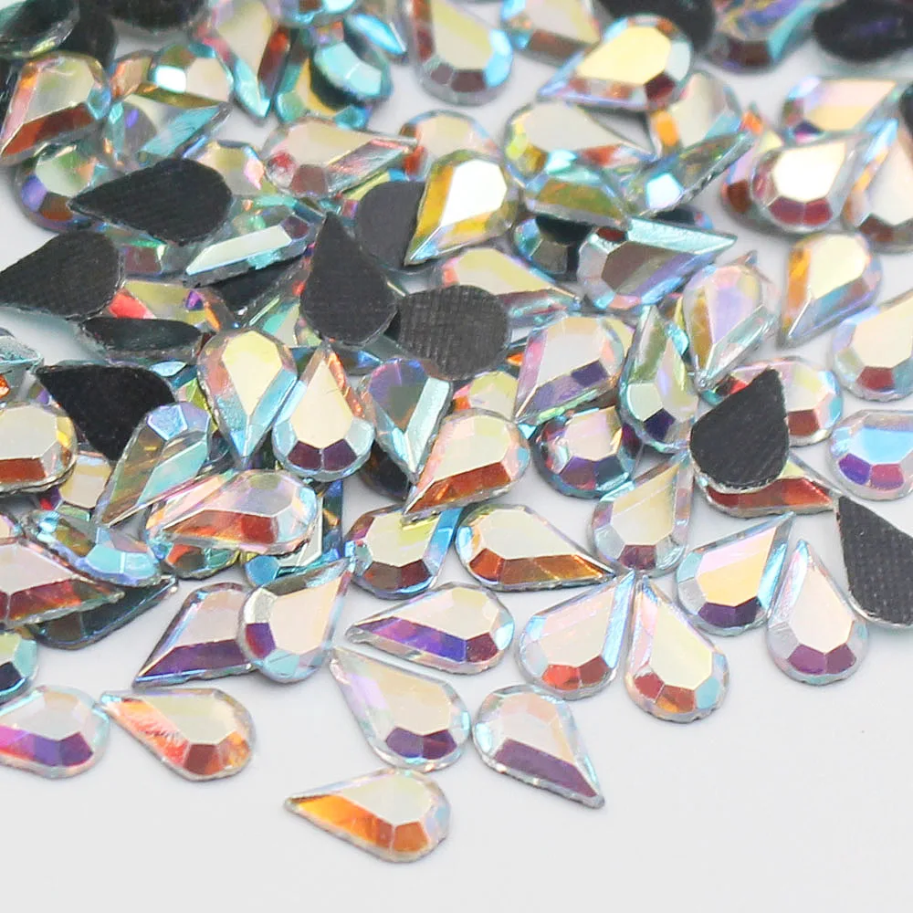200 Stück 5 x 10 mm Kristalle Hotfix-Strasssteine mit flacher Rückseite Strass-Strasssteine zum Basteln, zum Aufbügeln, für Kleidungsdekoration – Detail 5