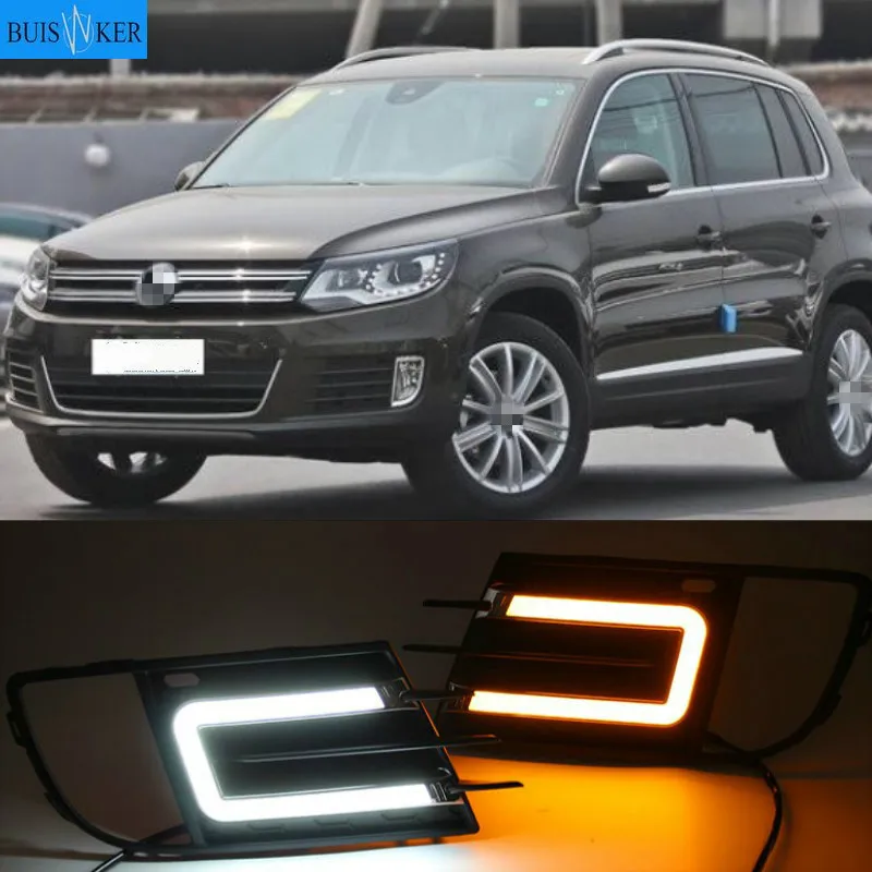 

LED DRL Lamp for Tiguan 2013-2016 Tiguan Daytime Running Light Fog Light Accessories Turn Yellow Signal Relay Waterproof 12V