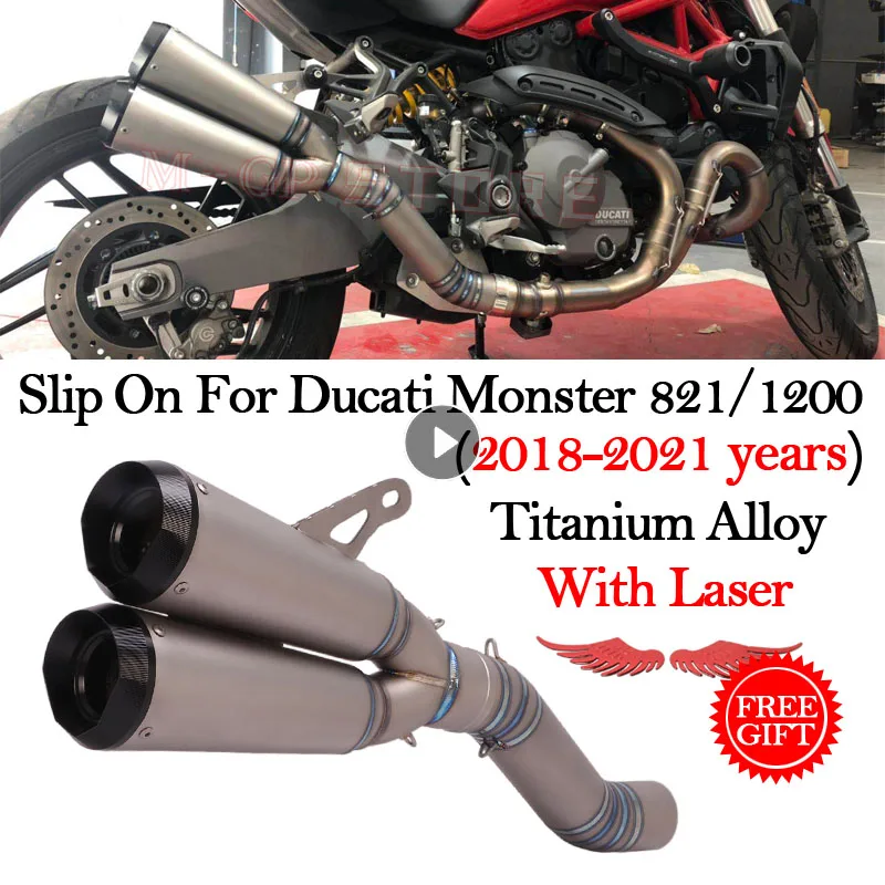 

Slip On For Ducati Monster 821 Monster 1200 S/R 2018-2021 Years Modified Motorcycle Titanium Alloy Exhaust Muffler Mid Link Pipe