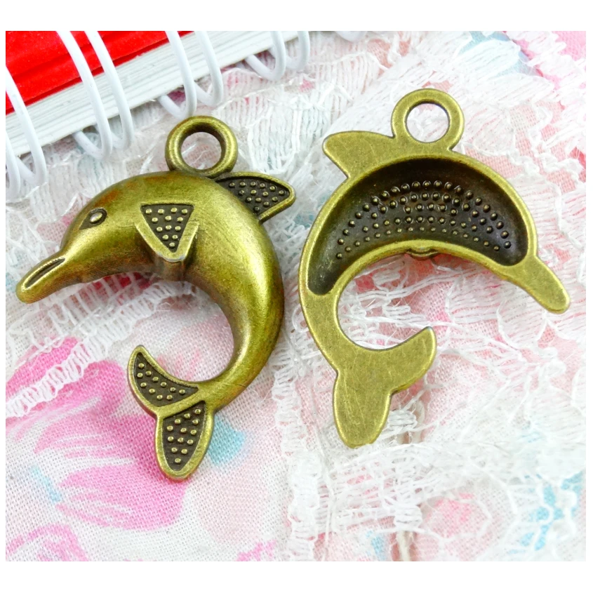 

40pcs 33*21MM Vintage Dolphin Pendants Charm DIY Jewelry accessories Antique Bronze Color Dolphin