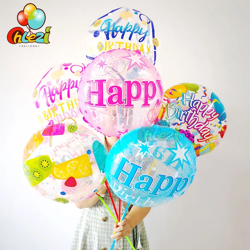 7pcs 18 Inch Transparent Birthday Foil Balloons Adult Birthday Party Decoration Kids Helium Ballon Cartoon Globos Baby Shower