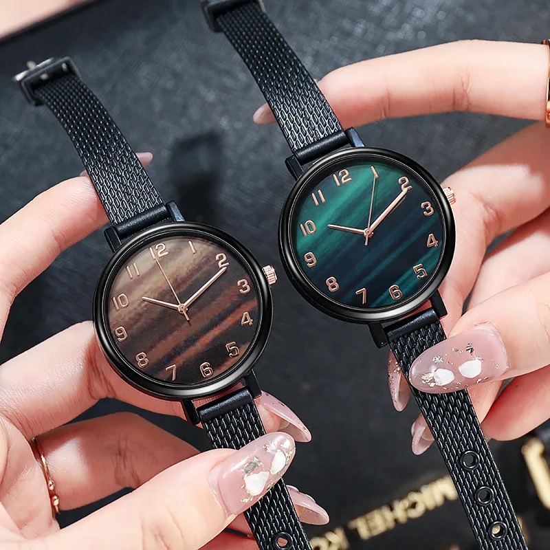 Fashionable casual ladies watch Quartz noctilucence High rubber Steel Mesh Rose Gold Waterproof Ladies Watch Dropshipping