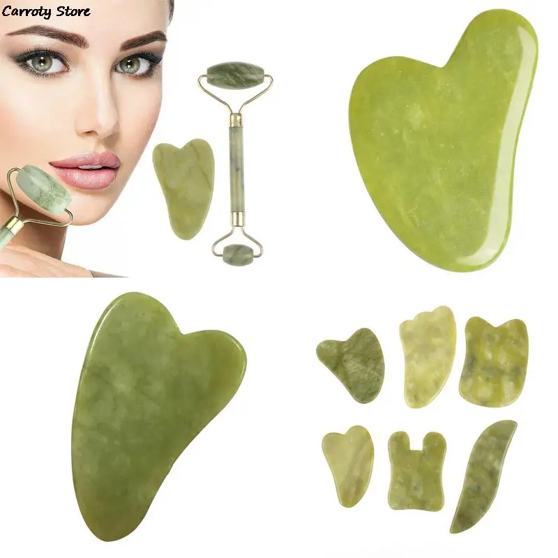 

New Arrive Natural Jade Stone Calf horn Guasha Board Massage Tool SPA Therapy Gua Sha Massager Body Care Scraping Board