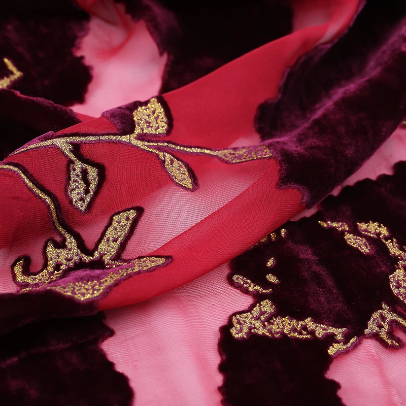 

4 Yards Gilding Burnt Out Velvet Silk Fabric
