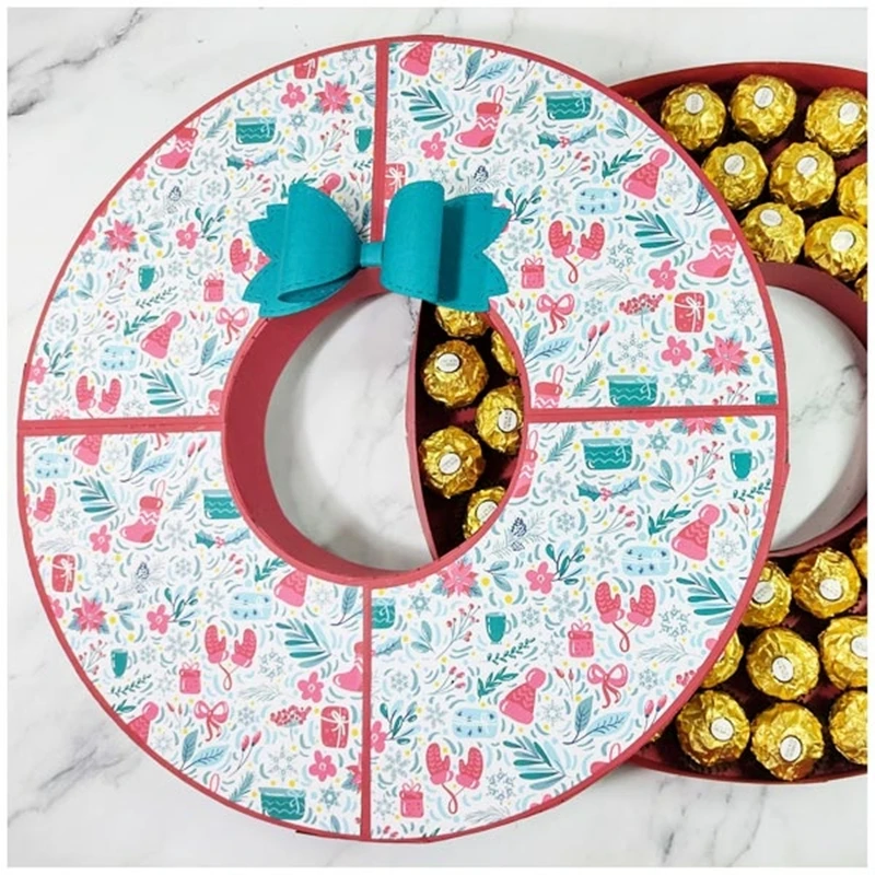 Big Circle Christmas Candy Gift Box Pocket Die Metal Cutting Dies Scrapbooking Embossing Frame Card Craft Easter stamp Birthday
