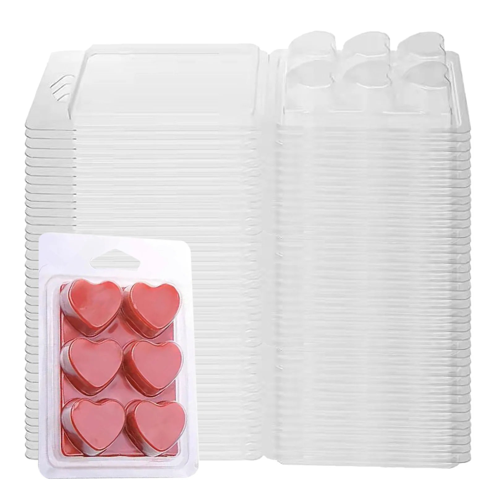 50PCS/1PC Heart Shaped Candle Mold Transparent Durable Reusable Wax Melting Mould Aromatherapy Candle Molds Valentine Gift