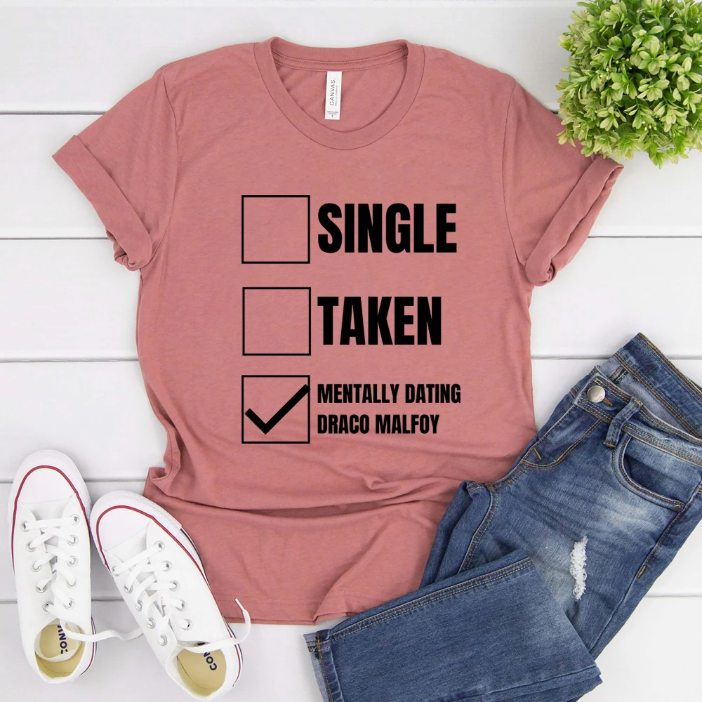 Mentally Dating Draco Malfoy T-shirt Funny Checklist Shirt Cool Slytherin Malfoy Shirt Magic School Wizard Tee Hipster Tops