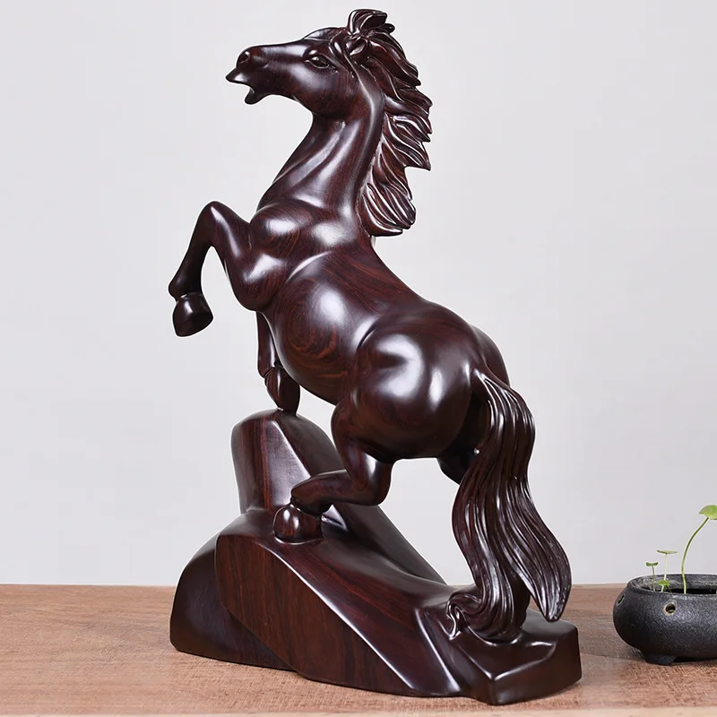 Solid wood horse to success statue Modern art whole wood sculpture Home living room office decoration statue