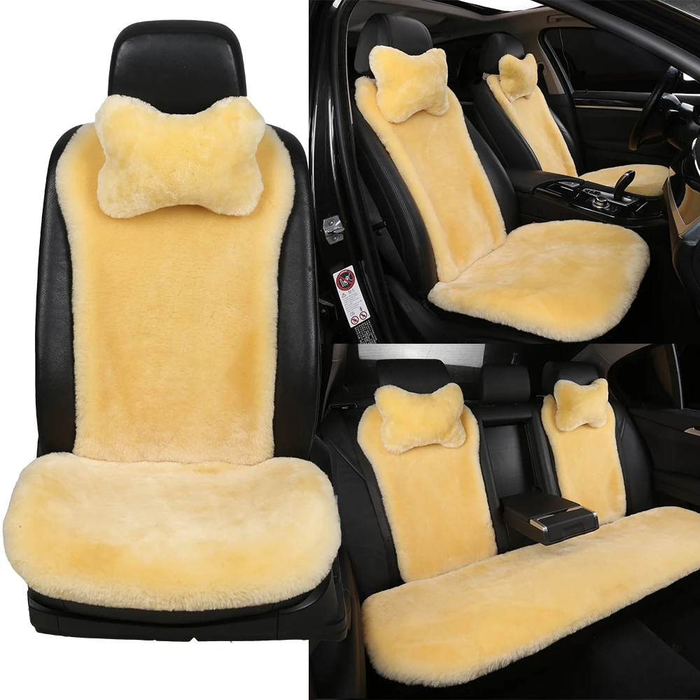 

OGLAND Luxury Authentic Natural Fur Sheepskin Car Seat Covers for Universal Car Seat Cushion Accessories Automobiles Parts