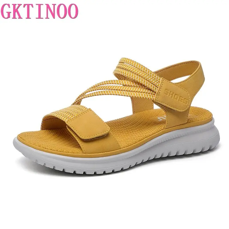 GKTINOO 2024 Fashion Brand Beach Sandals Women Thick Sole Summer Shoes Casual Women Sandals Soft Yellow Plus Size 42