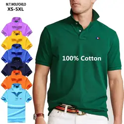 Polo de manga corta para hombre, de algodón 100% Camiseta deportiva de alta calidad, informal, lisa, a la moda, Tops de verano, XS-5XL