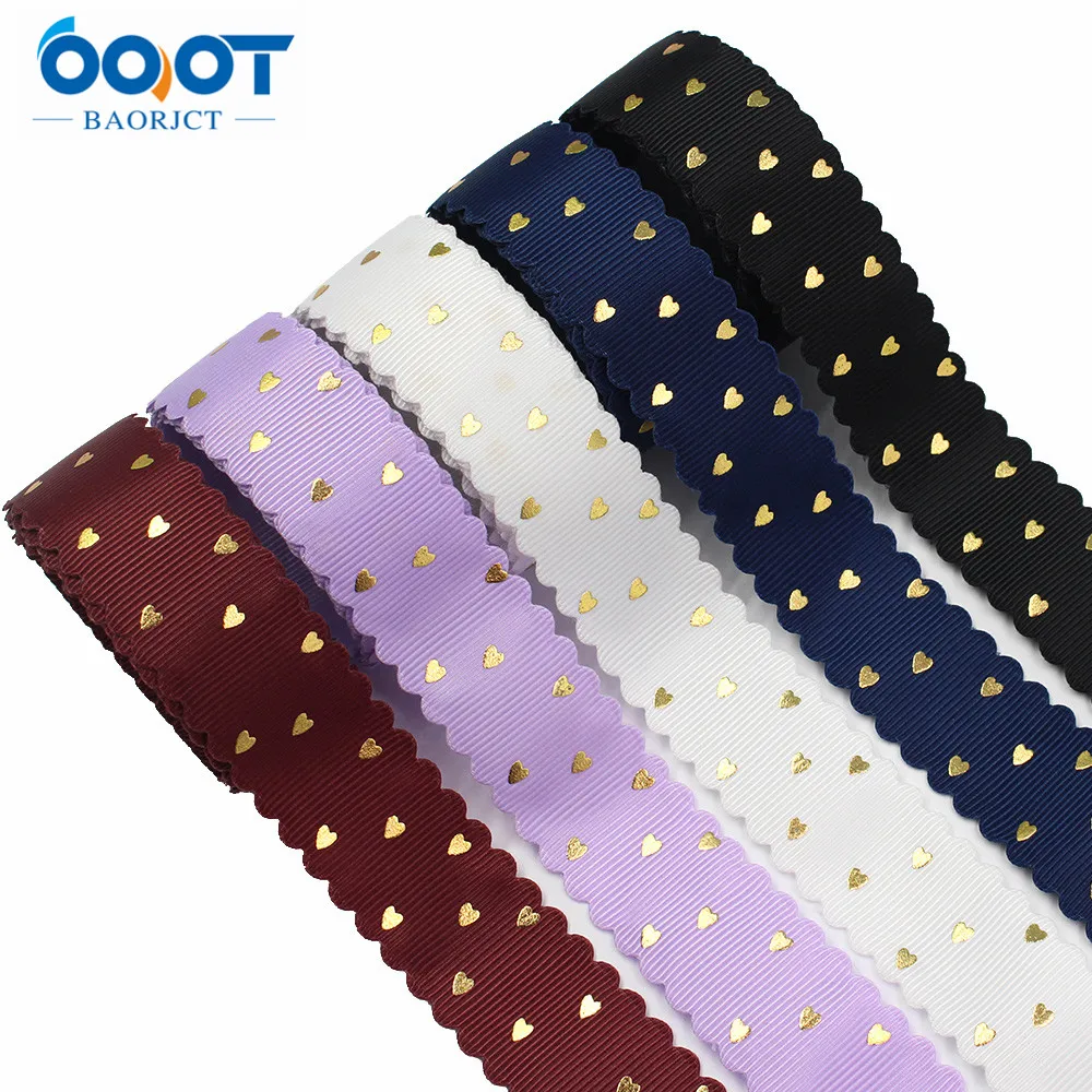 L-20602-463,25mm,10yards Solid color Love Bilateral flower hot stamping grosgrain Ribbons,bow cap DIY Gift wrap decorations