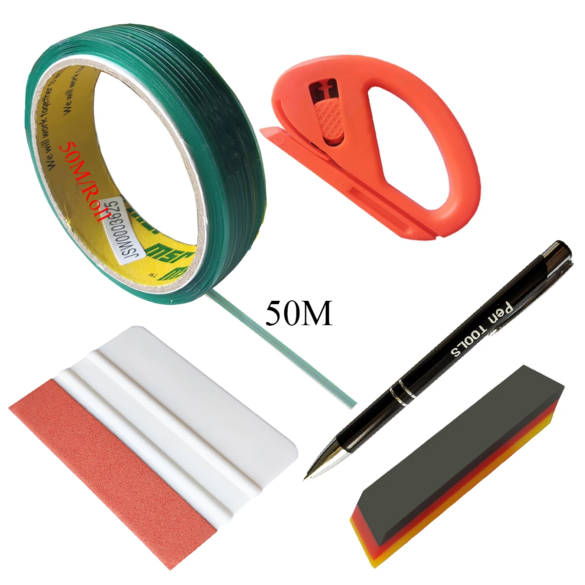 

Vinyl Film Wrap Cut Knifeless Tape Carbon Fiber Sticker Tinting Rubber Squeegee Scraper Car Decal Safety Cutter Tools Kit T03