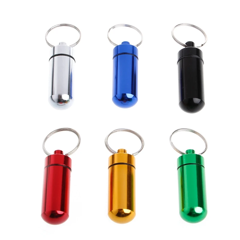 Small Waterproof Aluminum Tablet Medicine Storage Box Bottle Pill Cases Splitters Container Keychain M89F