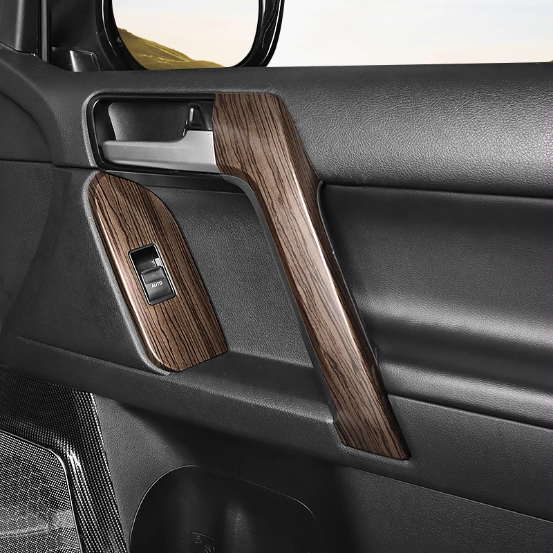 Poignée de porte en Grain de bois pour 2010-2021 Toyota Land Cruiser Prado 150 LC150, bouton en verre, accessoires de Modification 2020 2019 2018 2017 2016 2015 2014 2013 2012 2011