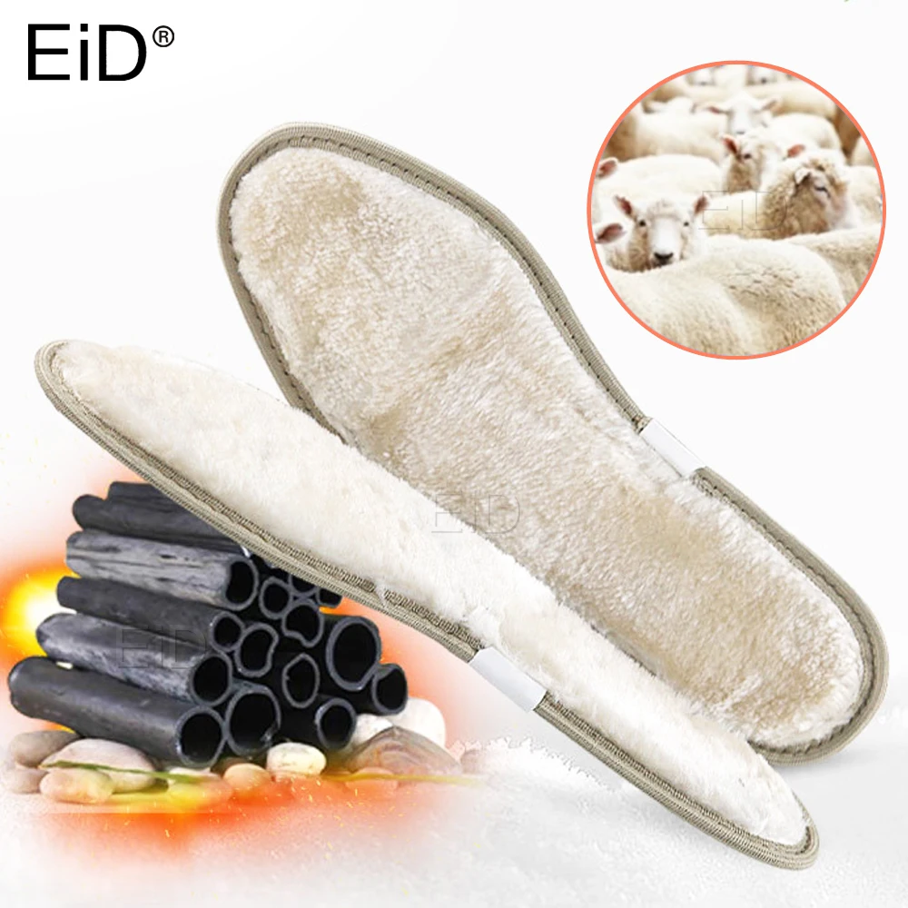 EiD Heated Insoles for Winter Warm Bamboo charcoal sole Wool Heating Shoe Pads Comfortable Deodorant Insert for Men Women Sole