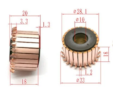 28.1*10*20mm 24pCopper Bars Alternator Electric Motor Commutator Copper Commutator for Mini Drill On Armature Commutat SY-1321