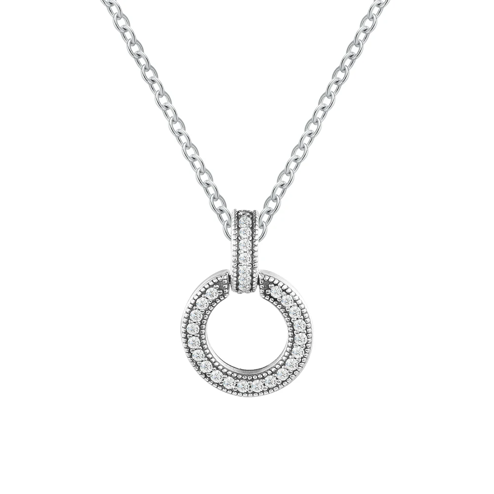 

Double Circle Pendant & Necklace Sterling Silver Jewelry Spring New Style Woman Fashion Jewelry 45CM Snake Chain Jewelry